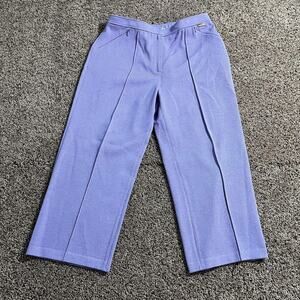 St‎ John Sport Pants Womens 10 Purple Wool Rayon Knit Wide Leg Lined Dressy